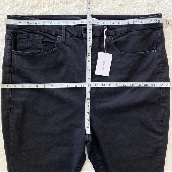 Good American good waist crop plus size jeans black chewed raw hem distr… - Picture 5 of 10